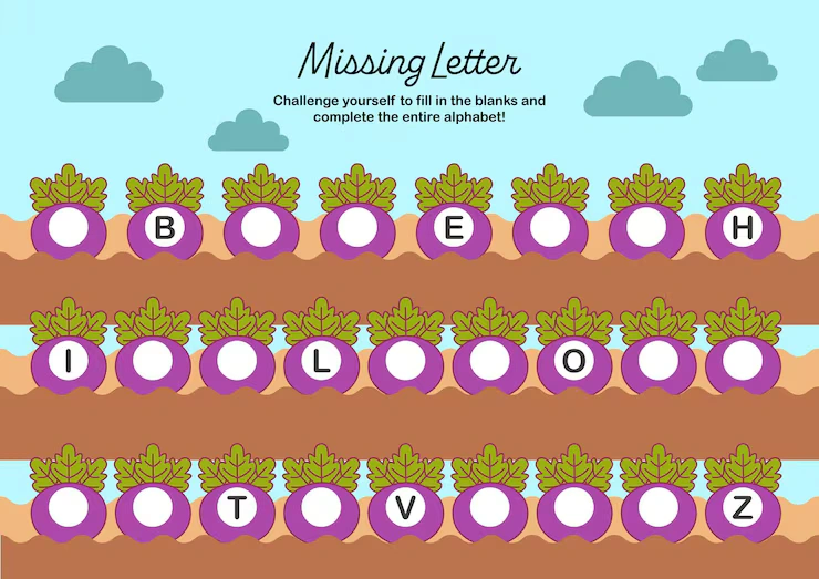 complete the missing letter worksheet for kids fun education learning