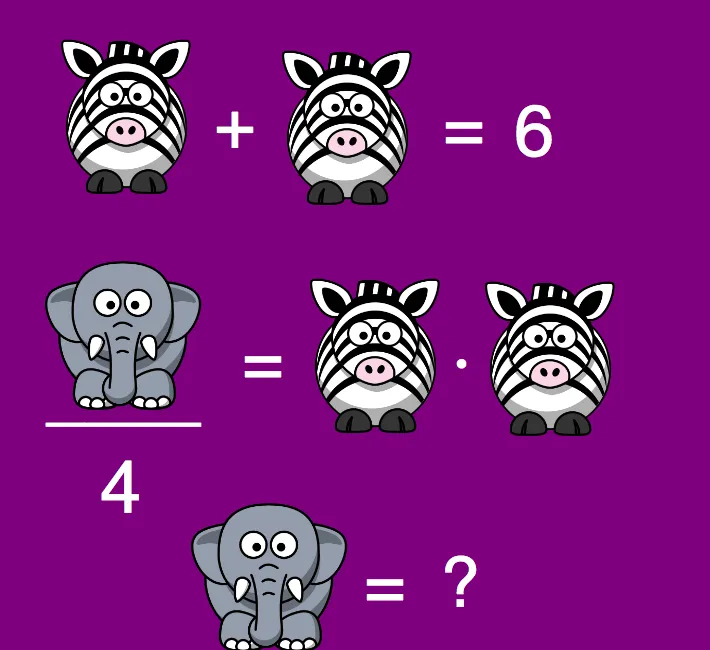 Zebras and elephants - Kids Riddle Logic Puzzle