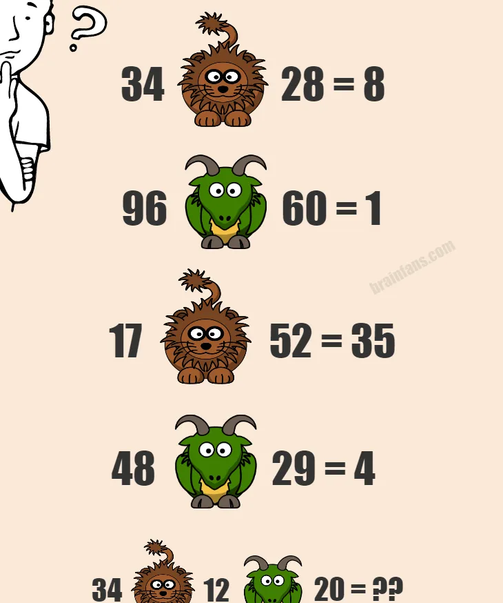 Picture logic puzzle with goat and lion
