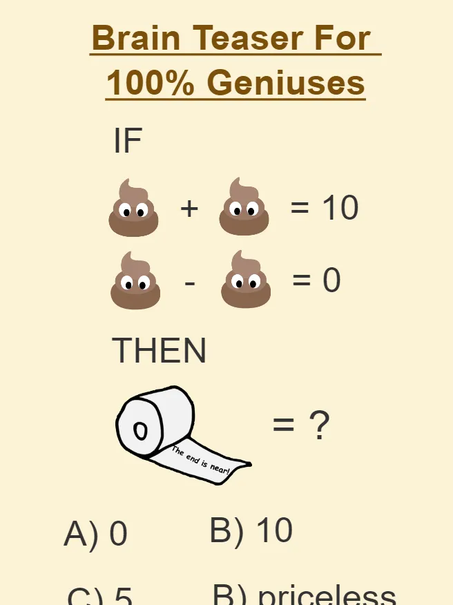 fun brain teaser for 100 percent geniuses