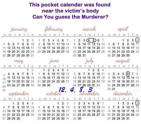 Calendar Murder Mystery Riddle