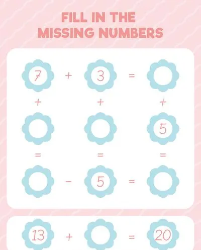 Fill in the missing numbers. Printable maths worksheet practice page. Count and write.