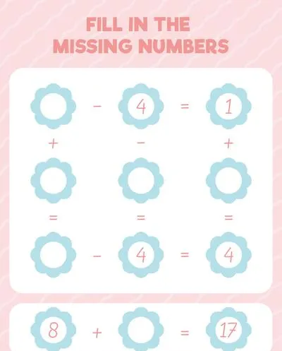 Fill in the missing numbers. Printable maths worksheet practice page. Count and write.