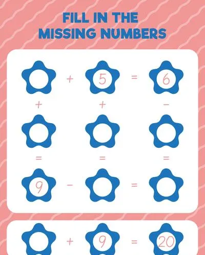 Fill in the missing numbers. Printable maths worksheet practice page. Count and write.