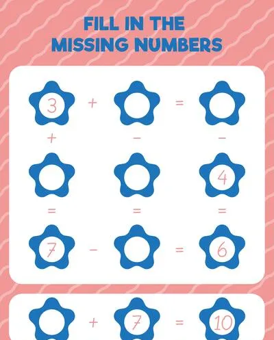 Fill in the missing numbers. Printable maths worksheet practice page. Count and write.
