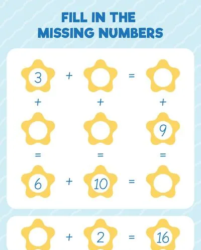 Fill in the missing numbers. Printable maths worksheet practice page. Count and write.