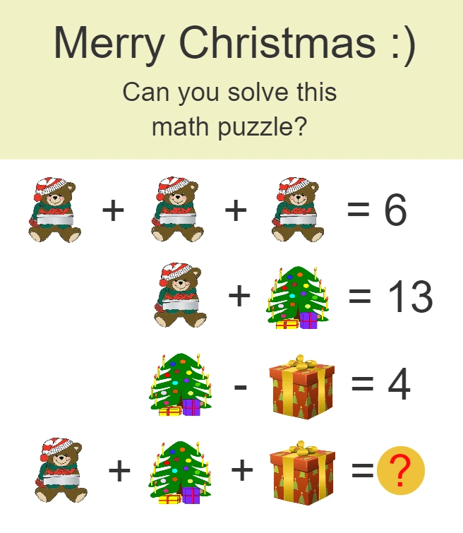 christmas math puzzle for genius