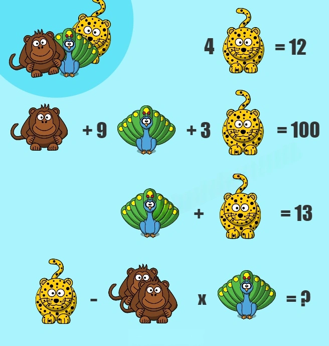 Great Math Puzzle with three animals