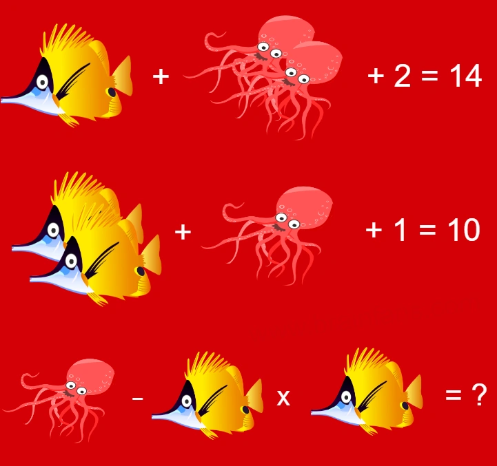 Yellow cartoon fish and octopus