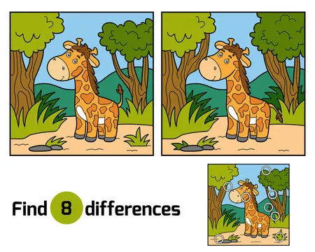 Find differences (giraffe and background)
