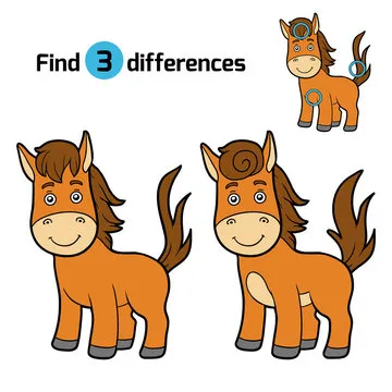 Find differences, game for children (horse)