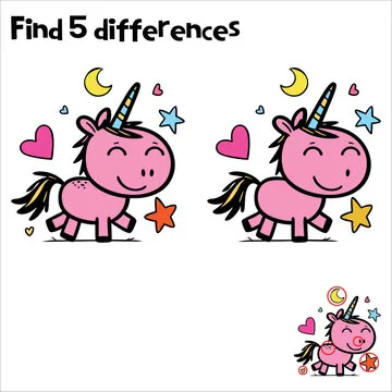 Fun Unicorn Spot the Difference Puzzle for Kids
