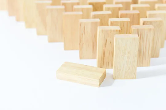 Wooden Domino in row
