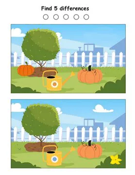 Spot the Difference: Pumpkin in Garden Patch Challenge Activity