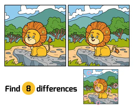 Find differences for children. Little Lion in Africa