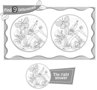 9 differences  butterfly