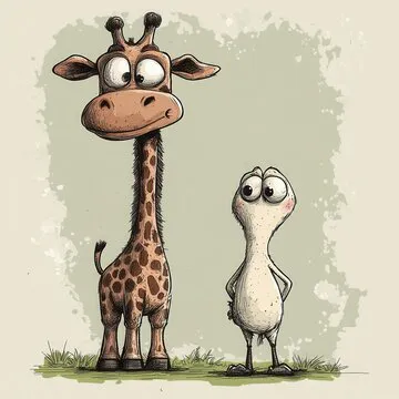 A Tall Giraffe and Small Bird Stand Together