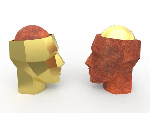 Grasp  your adversary's mindset - face to face 3d illustration