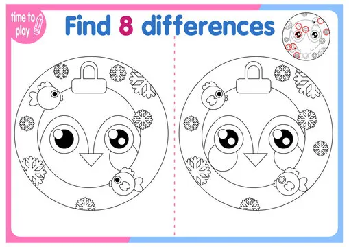 children's educational game. logic game. coloring book. find the difference. New Year. Christmas