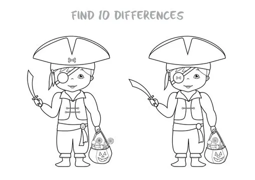 Halloween spot the difference game for kids