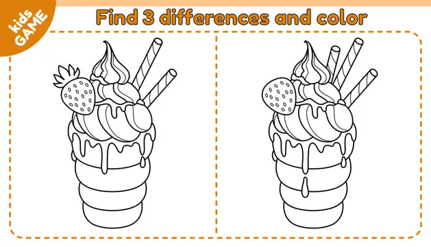 Kids educational game Find the 3 differences. Trdelnik or trdlo is traditional Czech street food. Christmas holiday baking. Spot different details. Activities page for children. Baby vector outline.