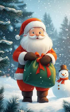 Spot the 7 Differences in Santa Claus Delivering a Sack Full of Christmas Presents