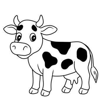 Cute cow cartoon coloring page illustration . For kids coloring book.