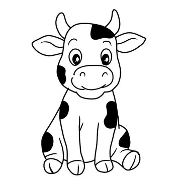Cute cow cartoon coloring page illustration . For kids coloring book.