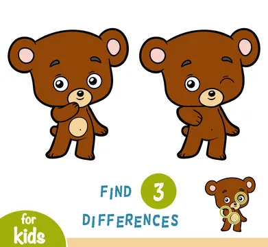 Find differences, education game, Bear