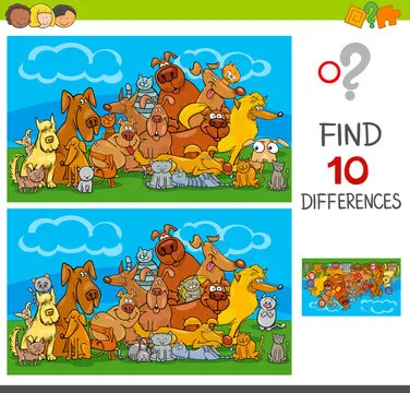 find differences game with cats and dogs