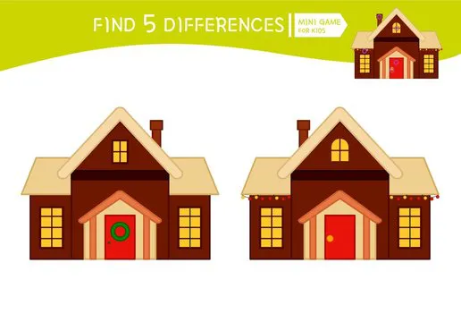 Find differences.  Educational game for children. Cartoon vector illustration of house.