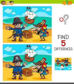 differences game with pirate characters