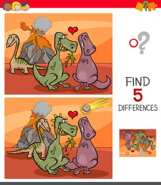 find differences game with dinosaurs