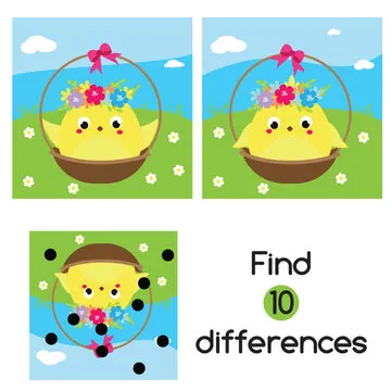Find the differences. Educational children game. Kids activity fun page. Cute chicken. Easter theme