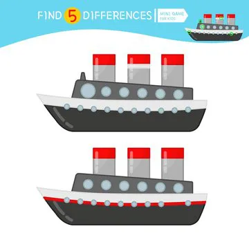 Find differences.  Educational game for children. Cartoon vector illustration of ship.