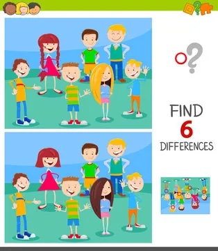find differences game with children group