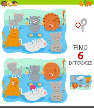 find differences with cartoon cat characters