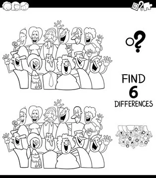 differences color book with funny people