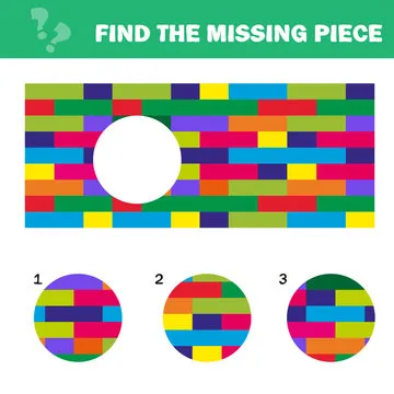 Visual logic puzzle with blocks. Find missing piece - Puzzle game for Children. Worksheet for kids.