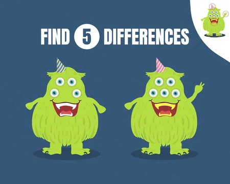 Simple game Spot the Difference. Vector illustration of a dark blue background.