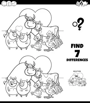 differences coloring game with animals in love