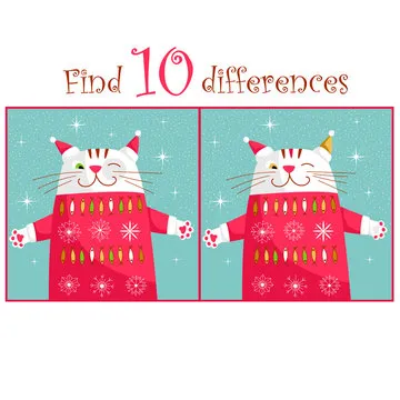 puzzle for children. spot the difference. vector image with different images of cats