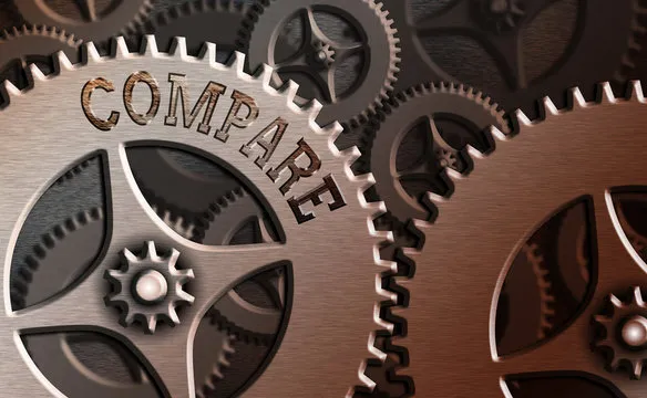 Text sign showing Compare. Business photo showcasing Estimate Measure Note the similarities dissimilarities between