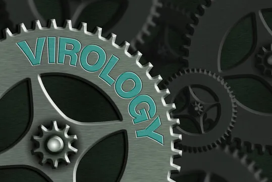 Text sign showing Virology. Business photo text branch of science dealing with the variety of viral agents and disease System Administrator Control, Gear Configuration Settings Tools Concept