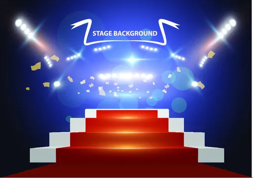 scene illumination show, bright lighting with spotlights, floodlight disco vector illustration