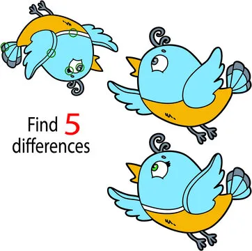 Vector illustration of kids puzzle educational game Find 5 differences for preschool children