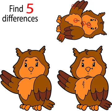 Vector illustration of kids puzzle educational game Find 5 differences for preschool children