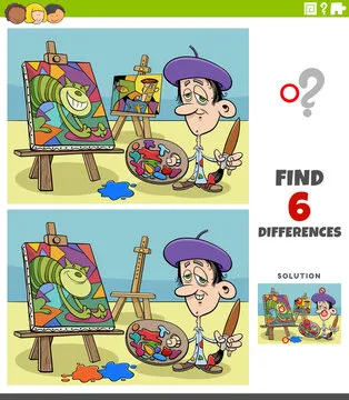 differences educational task for kids with painter artist