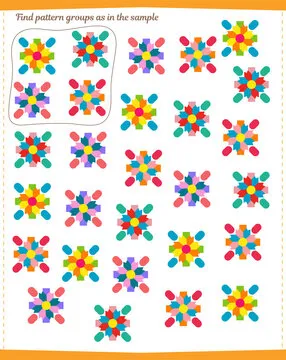 A game for children. Find all groups of patterns specified in the sample