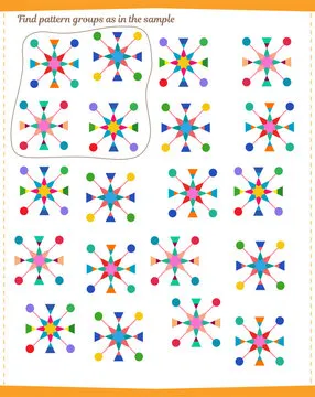 A game for children. Find all groups of patterns specified in the sample